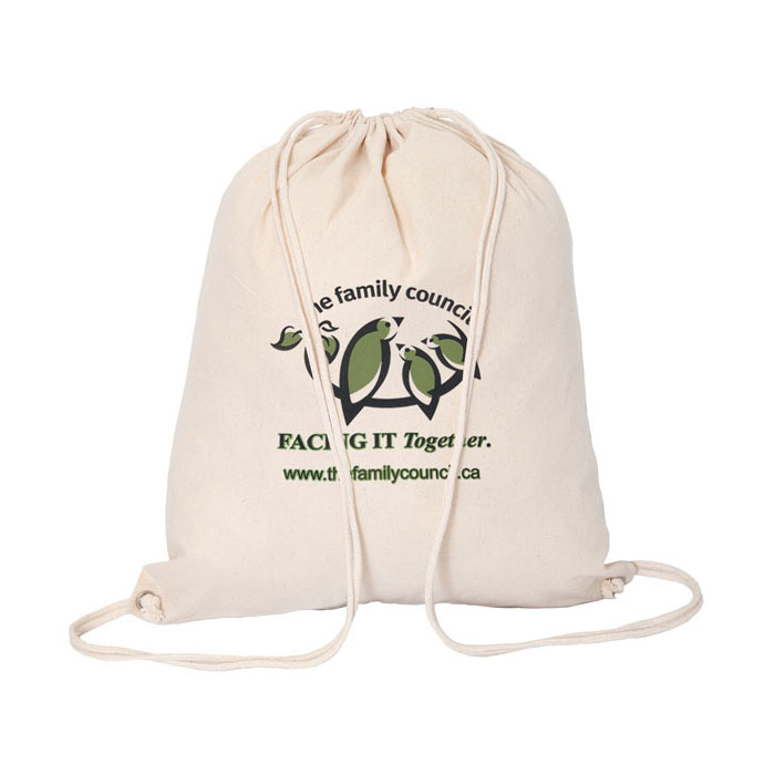 Sac à dos en toile de coton avec cordon de serrage