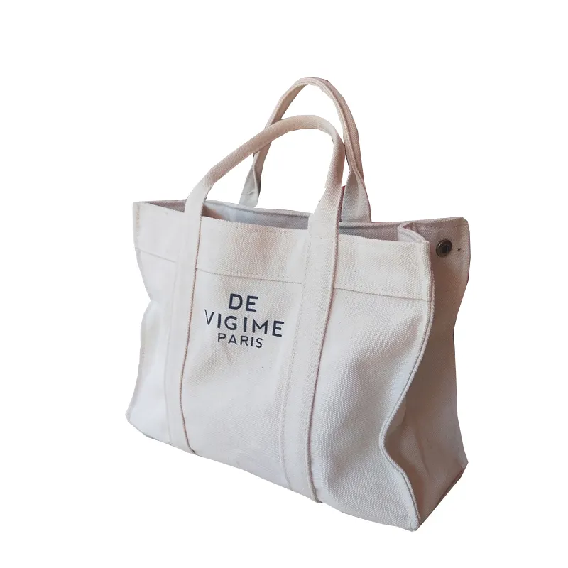 Sac en coton en toile réutilisable à imprimé sur mesure avec fermeture à glissière adaptée aux acheteurs féminins