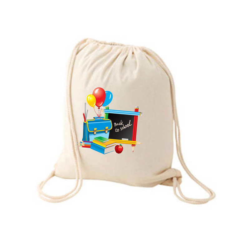 Logo imprimé personnalisé avec motif blanc Soft Mini Small Small Cotton Drawstring Sac à dos