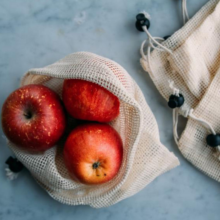 Sac à cordon en maille de fruits
