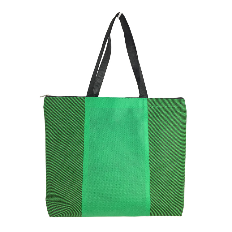 Sac à main à fermeture à glissière épistée verte non tissée