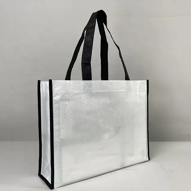 Vente à chaud Grands sacs laminés de magasinage réutilisables laminés avec logo Nouveau sacs non tissés en polypropylène et polyéthylène stratifié