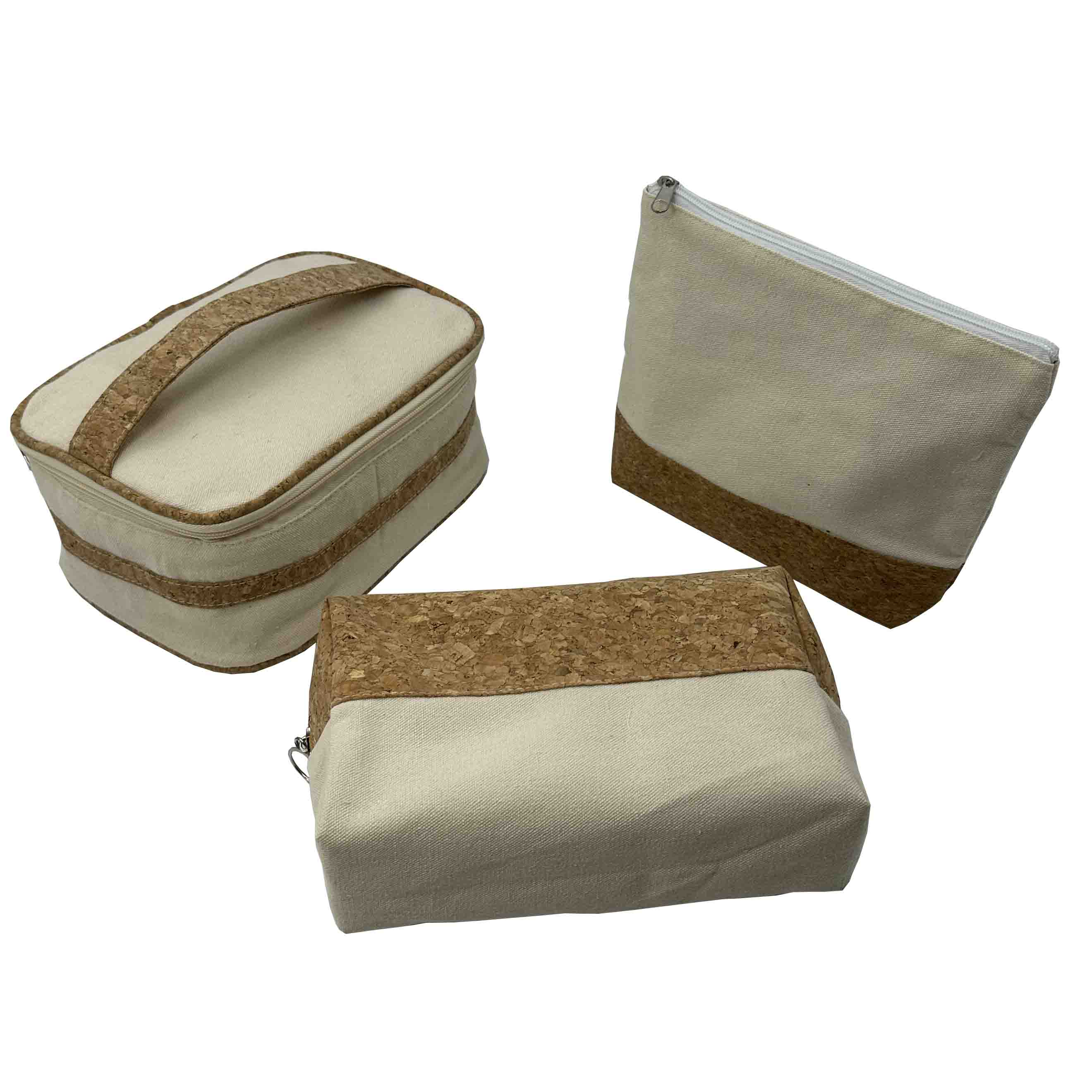 Nouveau Sac à fermeture éclair de maquillage en toile utile trois pièces