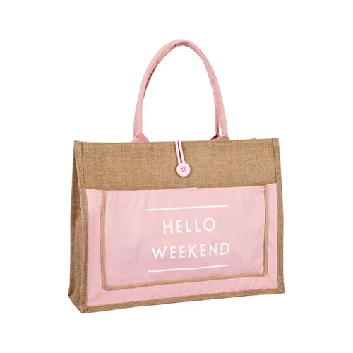 Sac fourre-tout en jute avec lettre imprimée