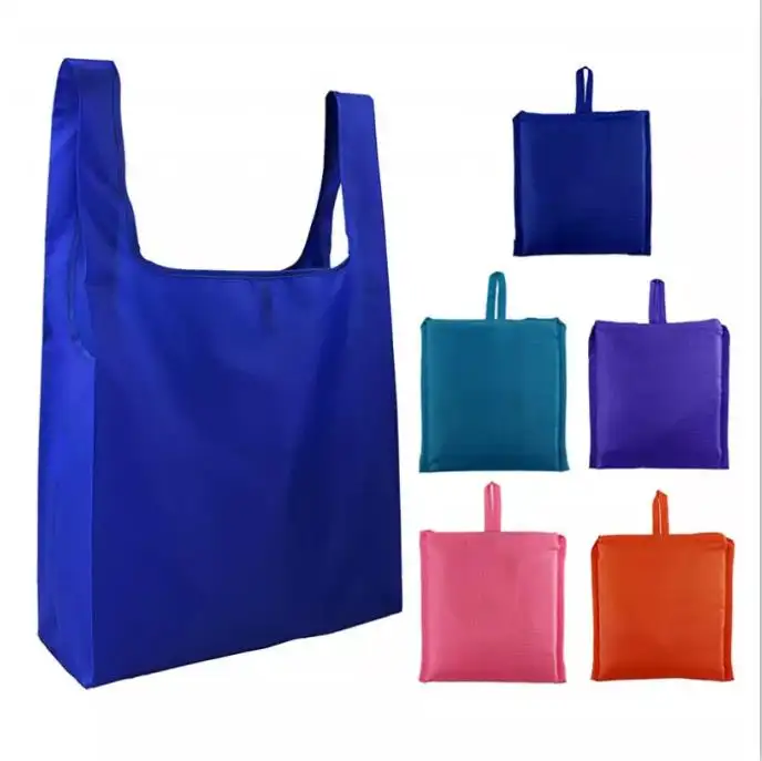 Sacs à provisions alimentaires pliables en polyester GRS RPET réutilisables