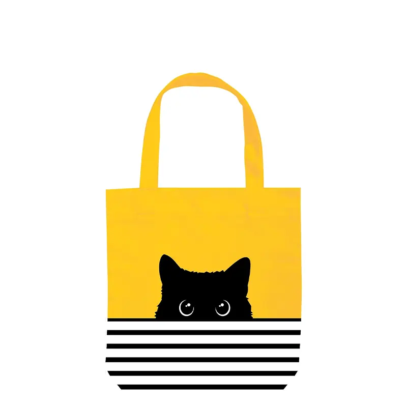 Sac d'achat de chagrin à tête de chat jaune, sac de rangement spécifique à l'école de randonnée